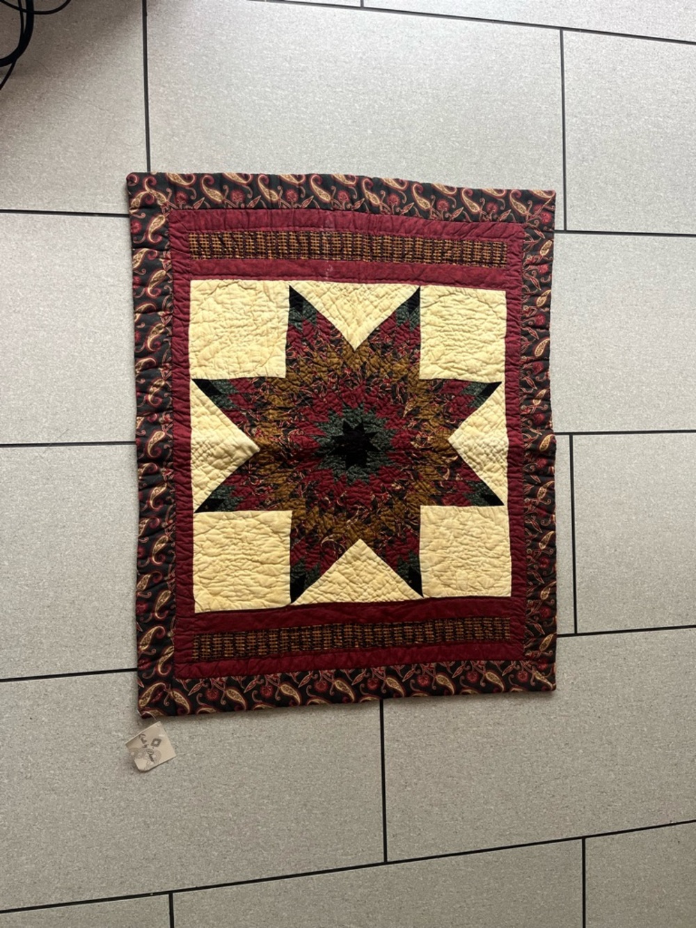 Vintage Handmade Quilted Pillow Cover – Traditional Star Quilt Design